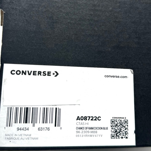 Converse Chuck Taylor High Polyester Blue Quilted Sneakers Women Size A08722C - Picture 7 of 8